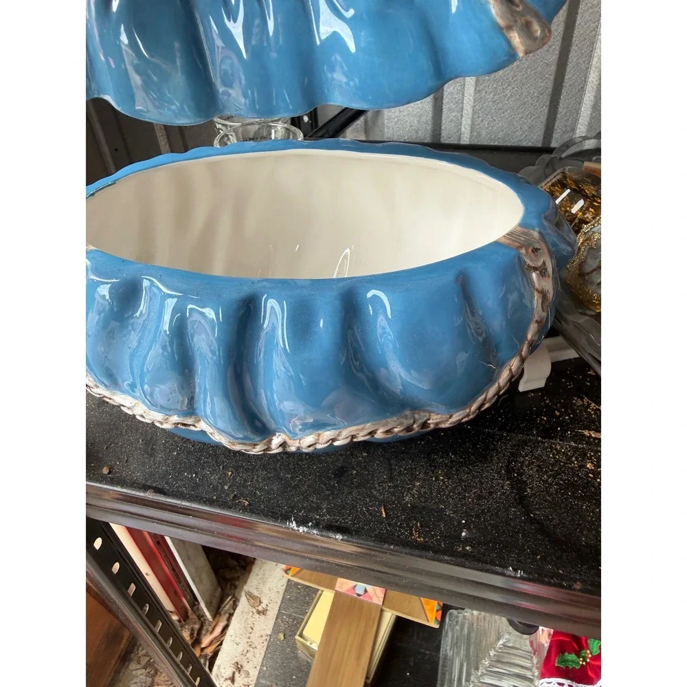 International Bazaar Blue Ceramic Coin Purse‎ Cookie Jar Vintage Style Canister